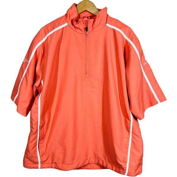 Glen Muir Short Sleeve Quarter Zip Pullover Top Casual Sport Peach - L - Picture 1 of 4